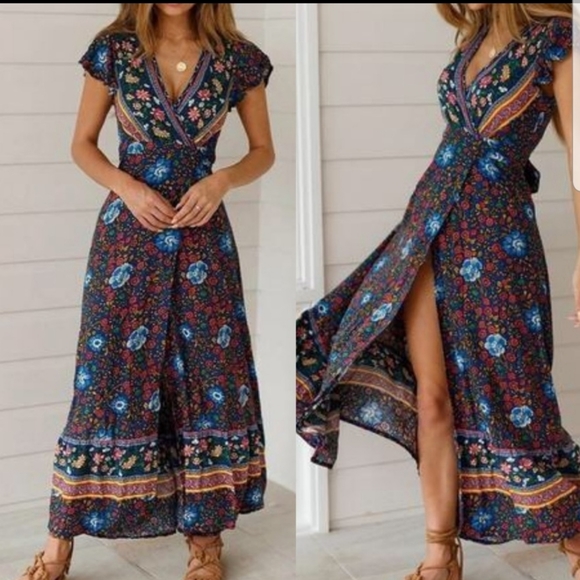 RELISTED LAST 1! (S) Boho wrap maxi dress - Picture 3 of 4